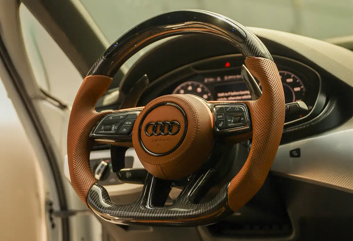 Audi custom carbon fiber steering wheel by Miami Carbon Designs
