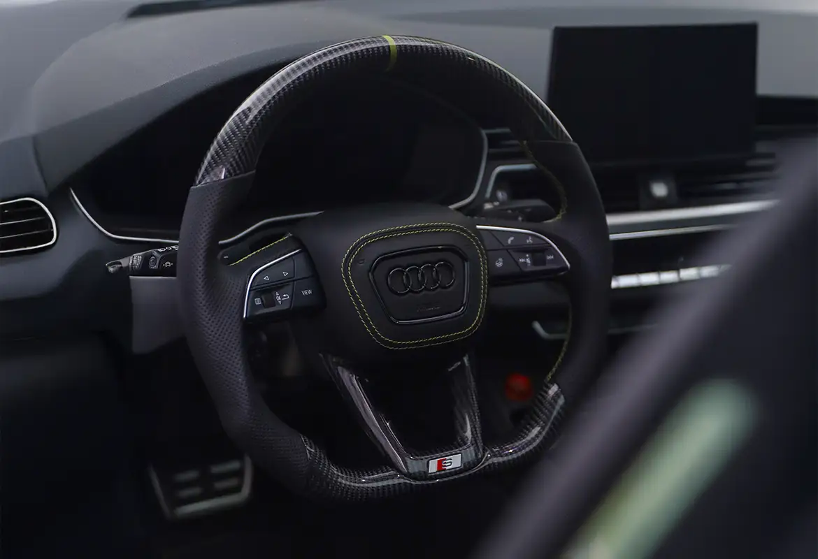 Audi custom carbon fiber steering wheel by Miami Carbon Designs