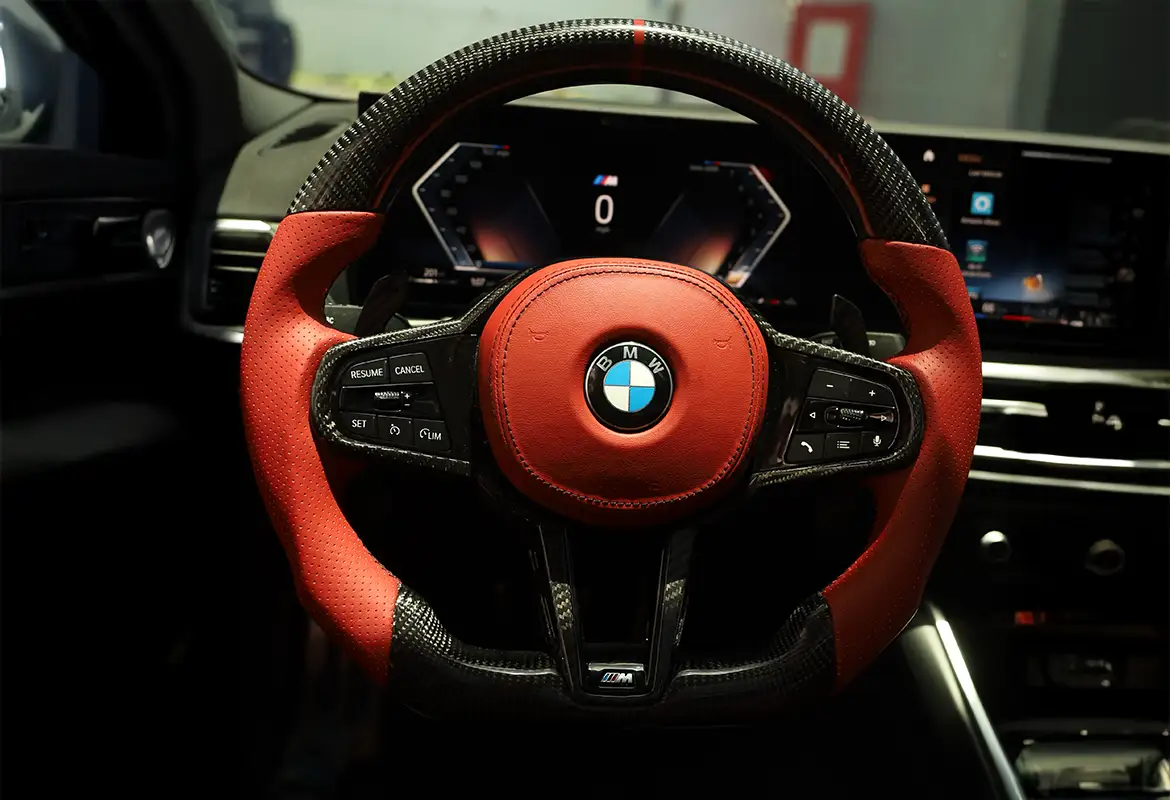 BMW custom carbon fiber steering wheel by Miami Carbon Designs
