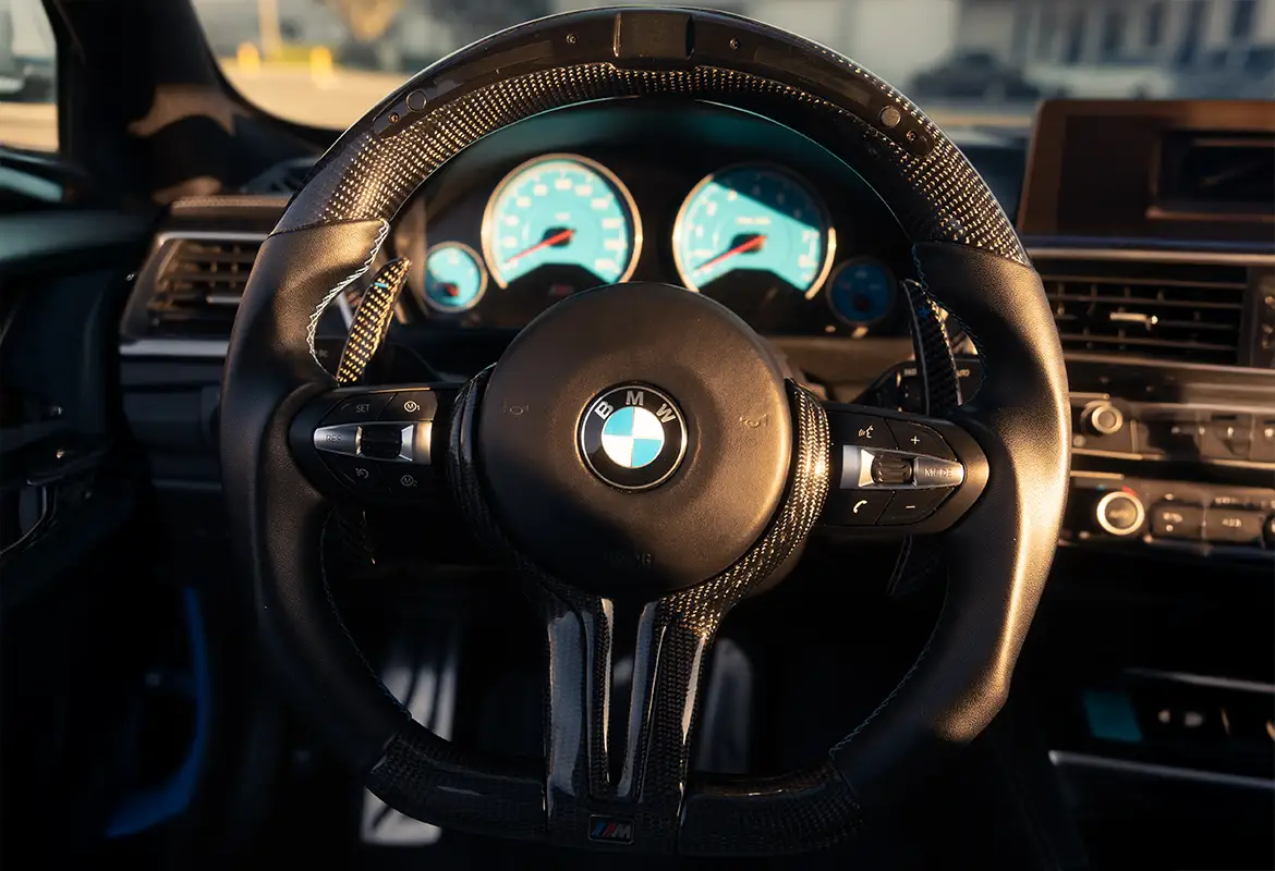 BMW custom carbon fiber steering wheel by Miami Carbon Designs