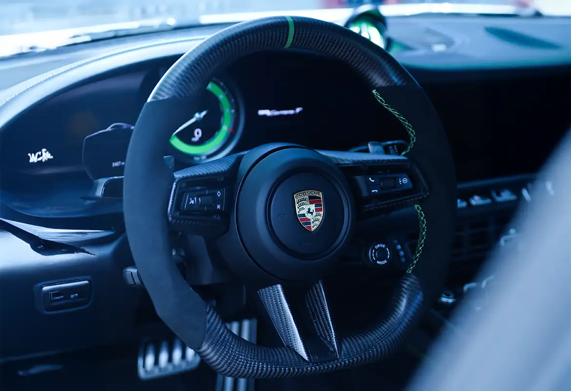 Porsche custom carbon fiber steering wheel by Miami Carbon Designs