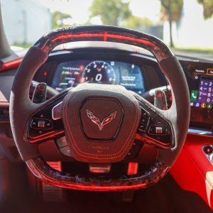 C8 Alcantara forged carbon LED lit custom carbon fiber steering wheel by Miami Carbon Designs