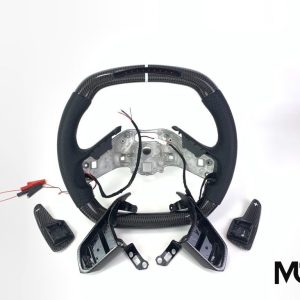 C8 black perforated LED shift module custom carbon fiber steering wheel by Miami Carbon Designs