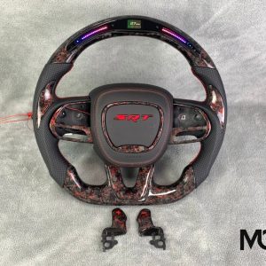 Dodge black perforated red forged SRT paddles LED by Miami Carbon Designs