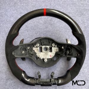 Mb black Alcantara red centerline custom carbon fiber steering wheel by Miami Carbon Designs