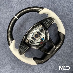 Mb black cream two tone white centerline custom carbon fiber steering wheel by Miami Carbon Designs